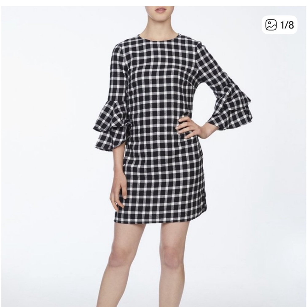 beachlunchlounge Checkered Long Sleeve Dress